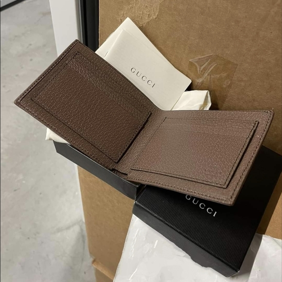 Gucci Brown Leather Canvas Web Bifold Wallet - Picture 2 of 2